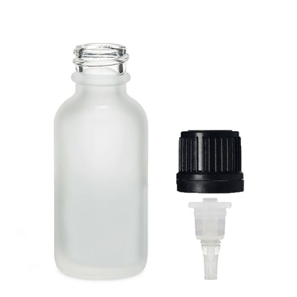 Flacon Compte-Gouttes en Verre Blanc Givré 50ml - Avec Bouchon Compte-Gouttes
