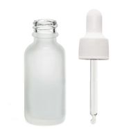 Flacon Compte-Gouttes en Verre Blanc Givré 50ml - Avec Pipette Blanche