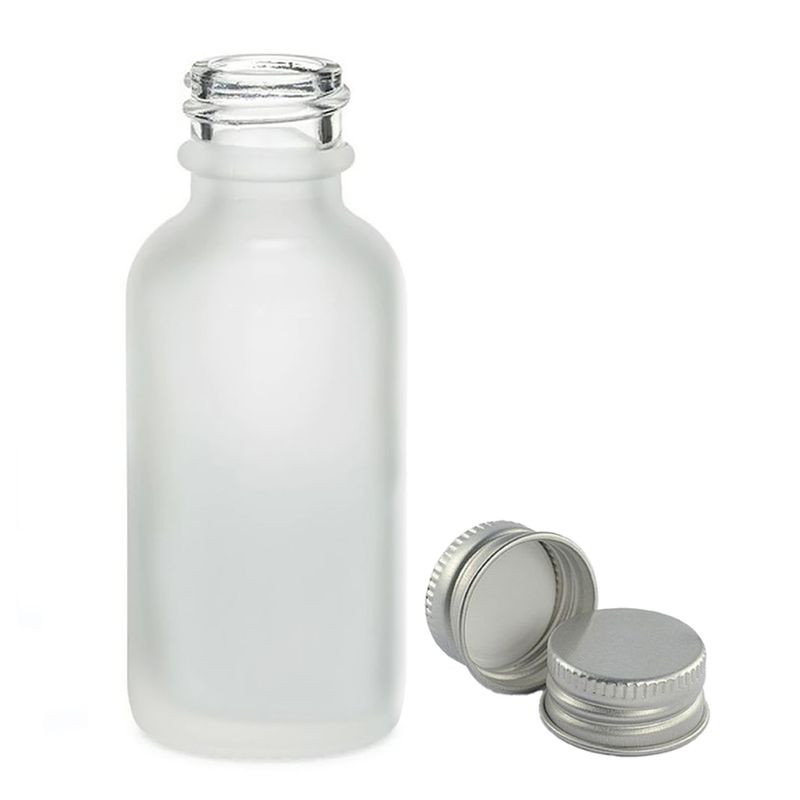 Flacon Compte-Gouttes en Verre Blanc Givré 100ml - Avec Bouchon en Aluminium