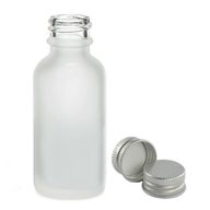 Flacon Compte-Gouttes en Verre Blanc Givré 100ml - Avec Bouchon en Aluminium