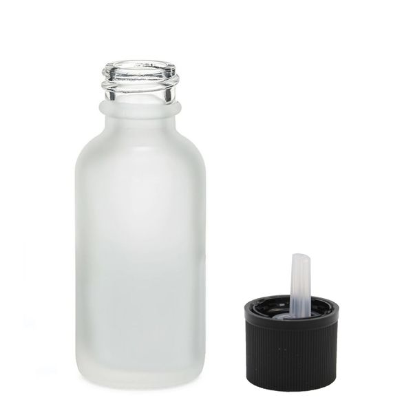 Flacon Compte-Gouttes en Verre Blanc Givré 100ml - Avec Bouchon Compte-Gouttes de Sécurité Enfant