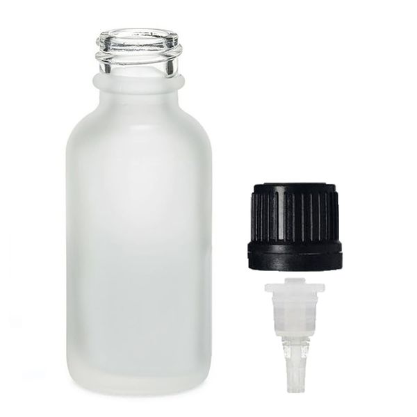 Flacon Compte-Gouttes en Verre Blanc Givré 100ml - Avec Bouchon Compte-Gouttes