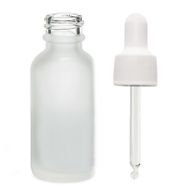 Flacon Compte-Gouttes en Verre Blanc Givré 100ml - Avec Pipette Blanche