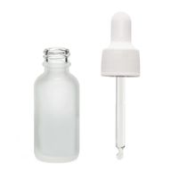 Flacon Compte-Gouttes en Verre Blanc Givré 10ml - Avec Pipette Blanche