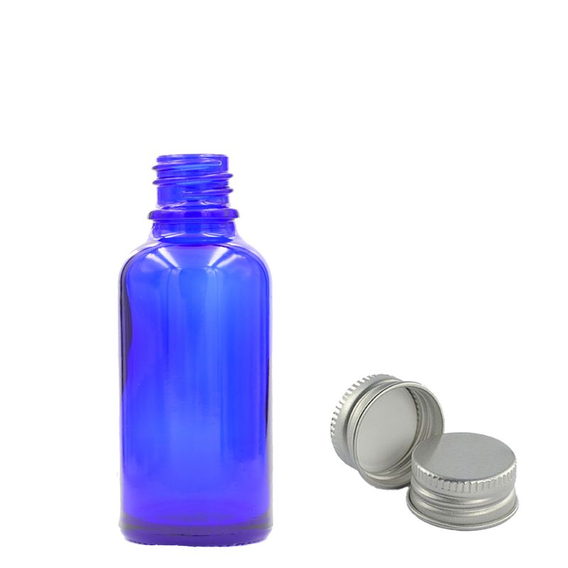 Bouteille Compte-gouttes en Verre Bleu de 10ml avec Bouchon en Aluminium