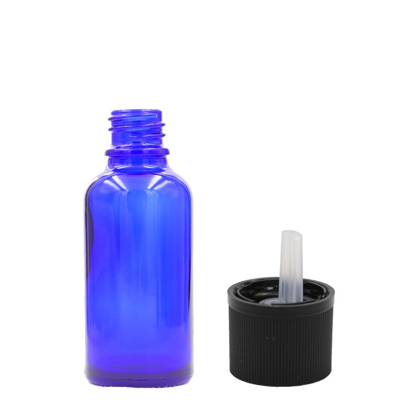 Bouteille Compte-gouttes en Verre Bleu de 10ml avec Bouchon Compte-gouttes de Sécurité Enfant