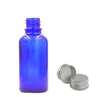 Bouteille Compte-gouttes en Verre Bleu de 30ml avec Bouchon en Aluminium