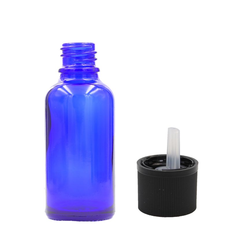 Bouteille Compte-gouttes en Verre Bleu de 30ml avec Bouchon Compte-gouttes de Sécurité Enfant