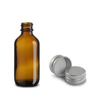 Bouteille Boston en Verre Ambré de 60ml avec Bouchon en Aluminium