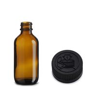 Bouteille Boston en Verre Ambré de 60 ml avec Bouchon en Plastique Noir Inviolable
