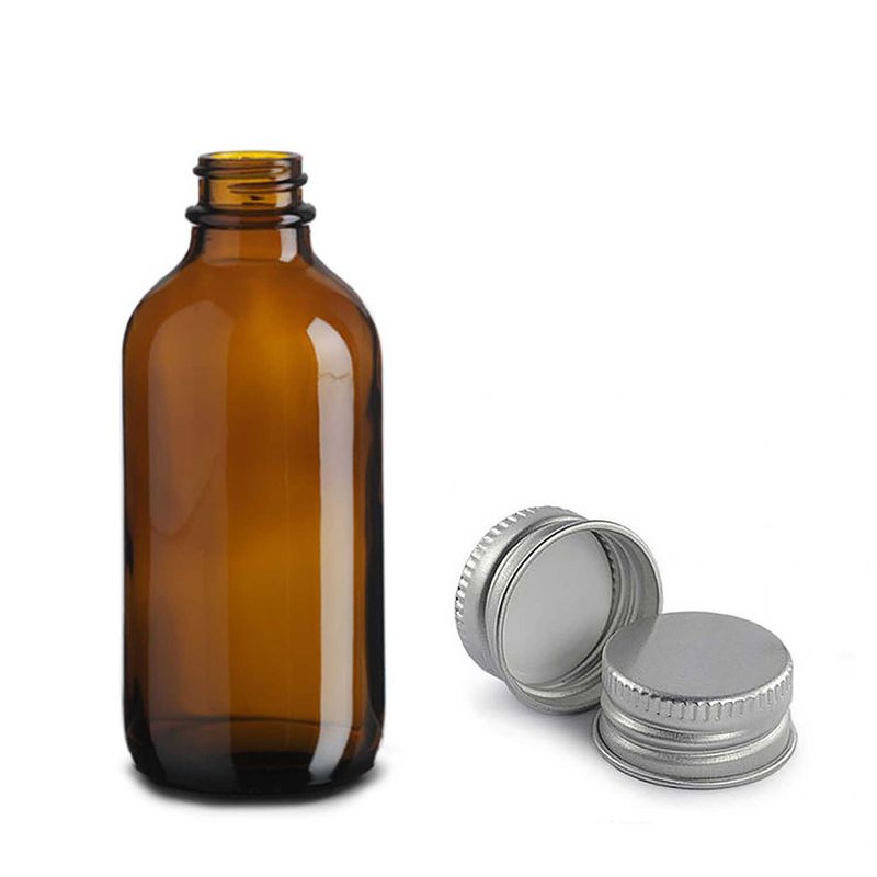 Bouteille Boston en Verre Ambré de 120ml avec Bouchon en Aluminium
