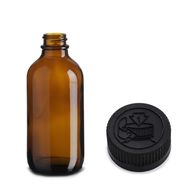 Bouteille Boston en Verre Ambré de 120 ml avec Bouchon en Plastique Noir Inviolable