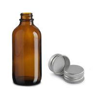 Bouteille Boston en Verre Ambré de 230ml avec Bouchon en Aluminium