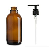 Bouteille Boston en Verre Ambré de 230ml avec Pompe Capuchon en Plastique Noir