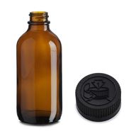 Bouteille Boston en Verre Ambré de 500 ml avec Bouchon en Plastique Noir Inviolable