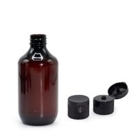 Bouteille Boston en Plastique Ambré de 250 ml avec Bouchon Basculant de 28 mm.