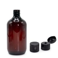Bouteille Boston en Plastique Ambré de 500 ml avec Bouchon Basculant de 28 mm.