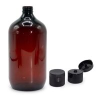 Bouteille Boston en Plastique Ambré de 1000 ml avec Bouchon Basculant de 28 mm.
