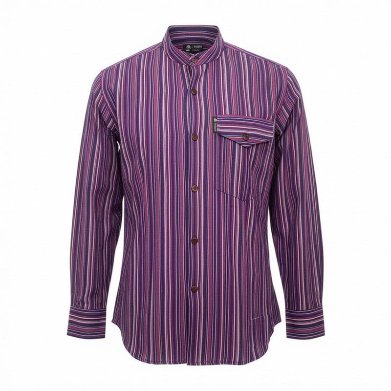 Chemise Nomad Sari Kathmandu - Noir Violet - Moyen