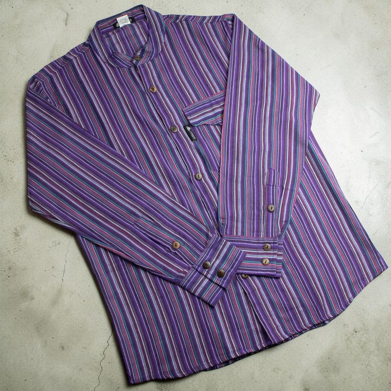 Chemise Nomad Sari Kathmandu - Noir Violet - Moyen