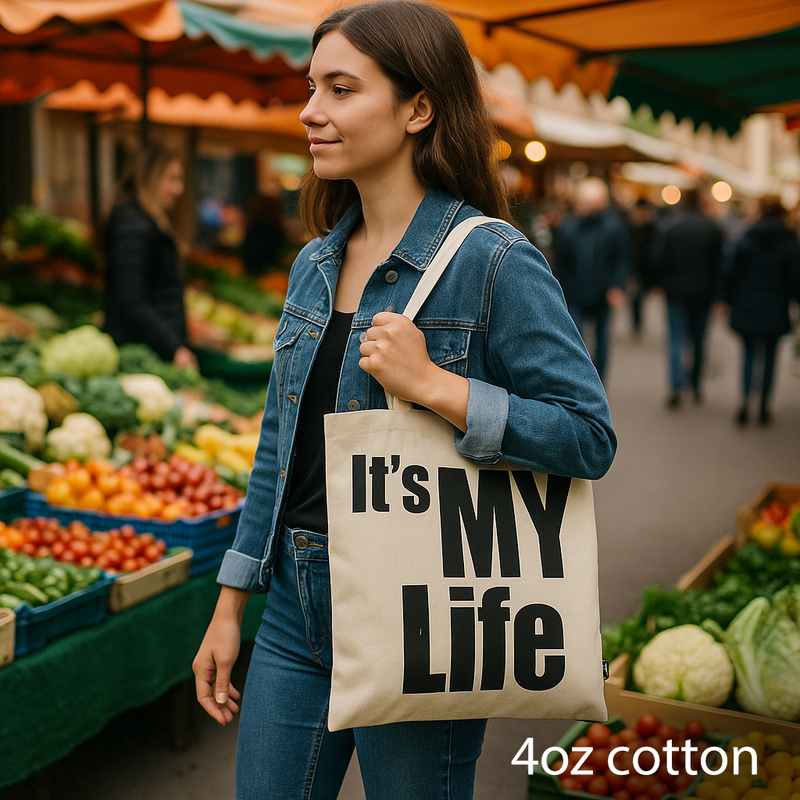Sac Tote Bag Basique Iconic - IT's MY LIFE - (40x36cm) - Naturel 4oz