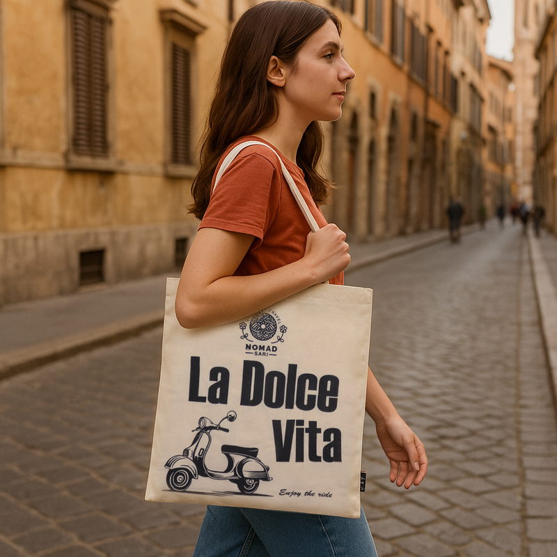 Sac Tote Bag Basique Iconic - La Dolce Vita - (40x36cm) - Naturel 4oz