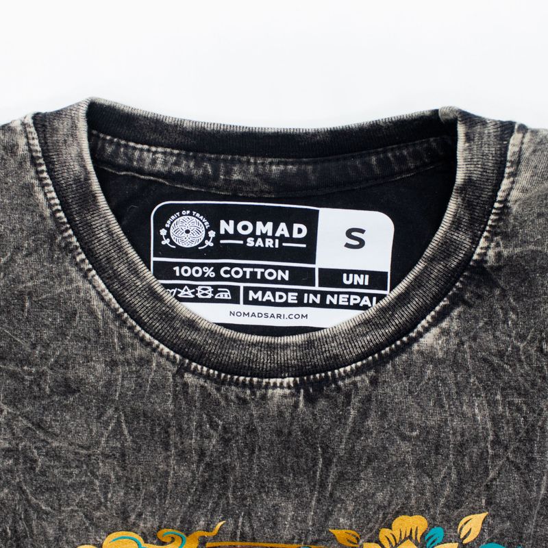 T-shirt Nomad Sari en coton délavé - Boussole de la vie - charbon - petit