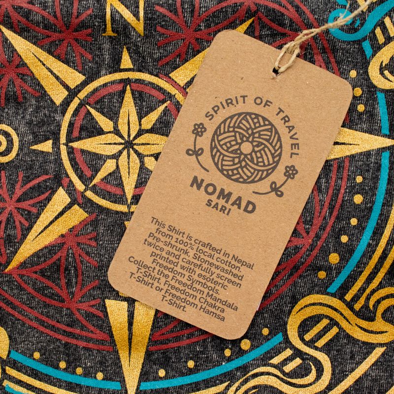 T-shirt Nomad Sari en coton délavé - Boussole de la vie - charbon - petit