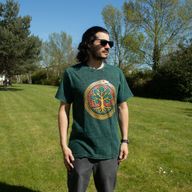 T-shirt Nomad Sari en coton lavé à la pierre - Arbre de Vie - Vert - Petit