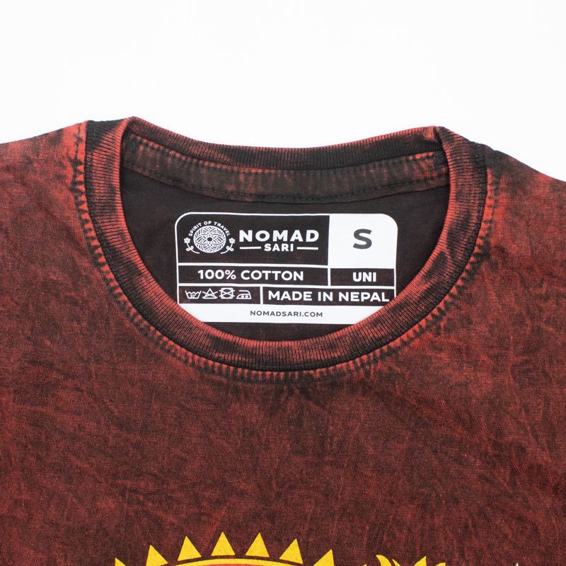 T-shirt Nomad Sari en coton Délavé- Dragon Mandala - Bordeaux - Petit