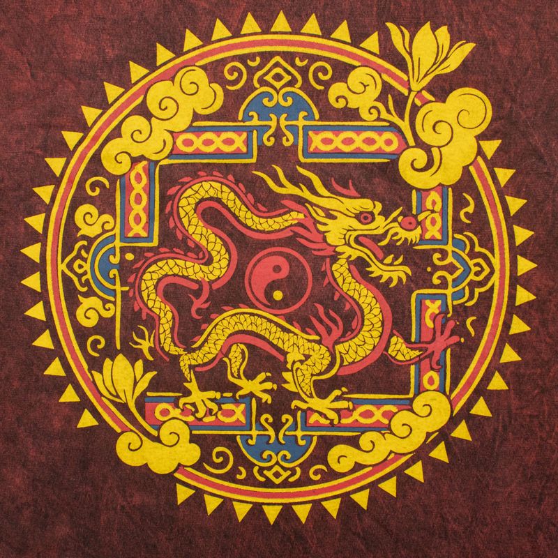 T-shirt Nomad Sari en coton Délavé- Dragon Mandala - Bordeaux - Petit