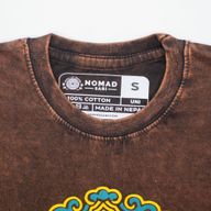 T-shirt Nomad Sari  en coton Délavé- Soleil et Zodiaque - Marron - Petit