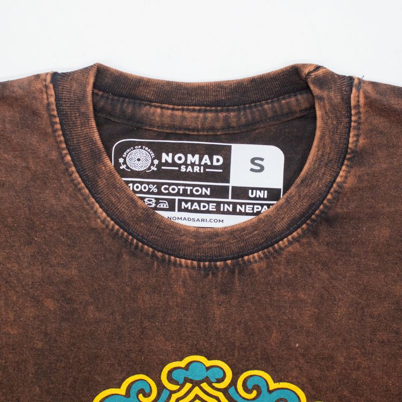 T-shirt Nomad Sari  en coton Délavé- Soleil et Zodiaque - Marron - Petit