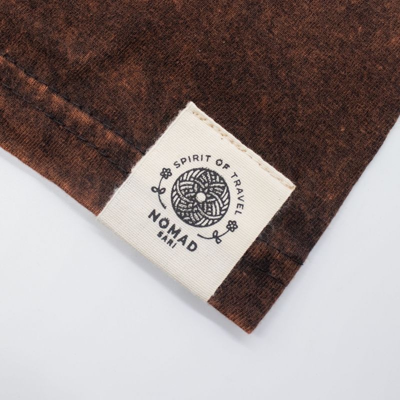 T-shirt Nomad Sari  en coton Délavé- Soleil et Zodiaque - Marron - Petit