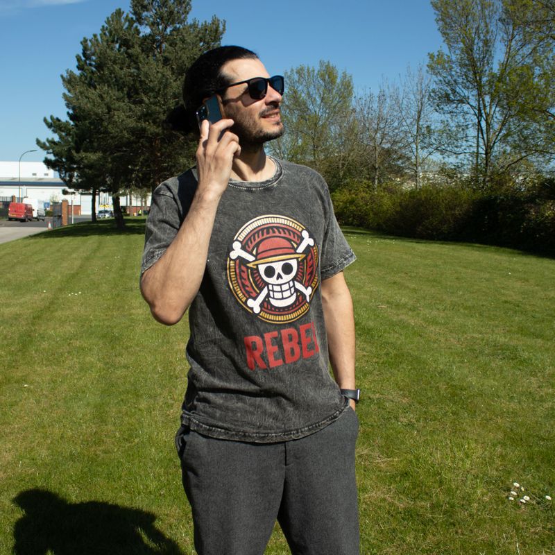 T-shirt Nomad Sari en coton Délavé - Rebel - Charbon - Petit