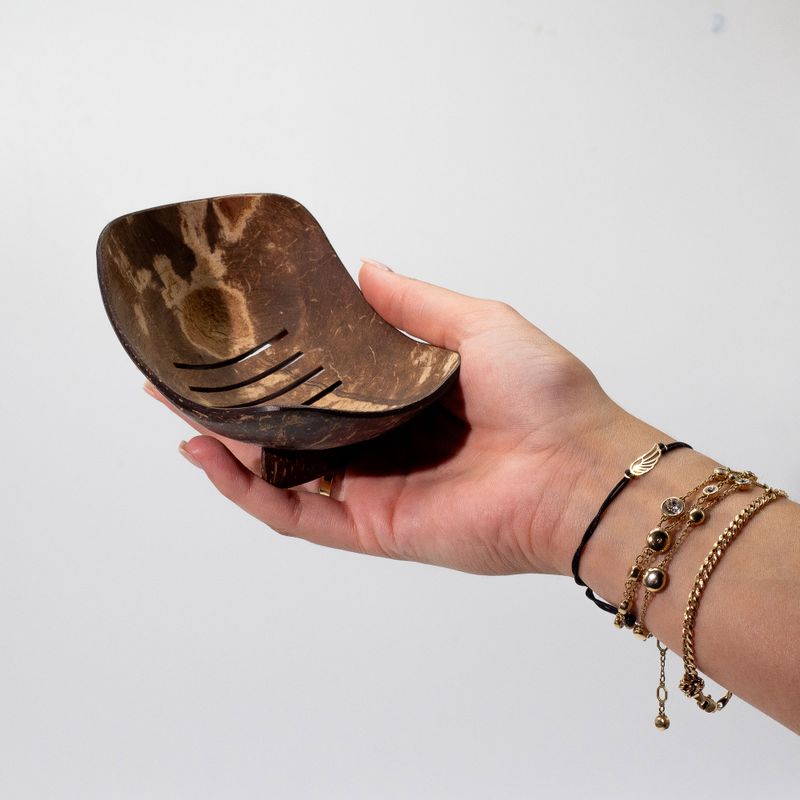 Porte-Savon Naturel en Noix de Coco - Ovale - 11cm