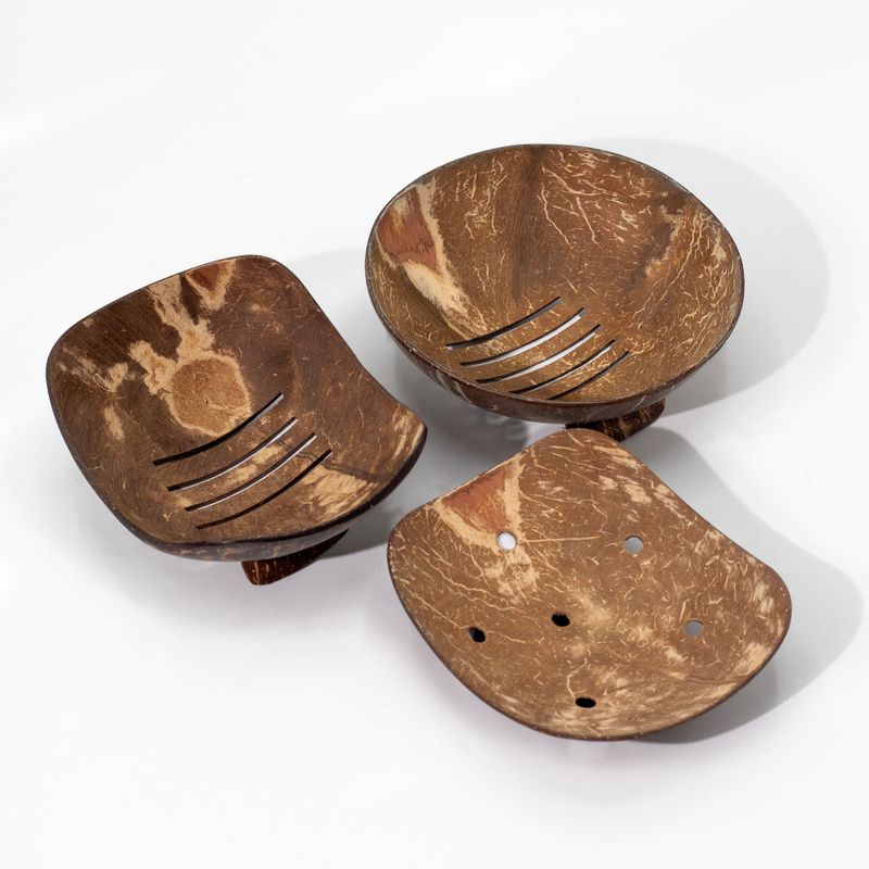 Porte-Savon Naturel en Noix de Coco - Carré - 11cm