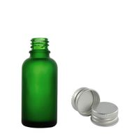 Flacon compte-gouttes en verre vert dépoli de 10 ml avec bouchon en aluminium