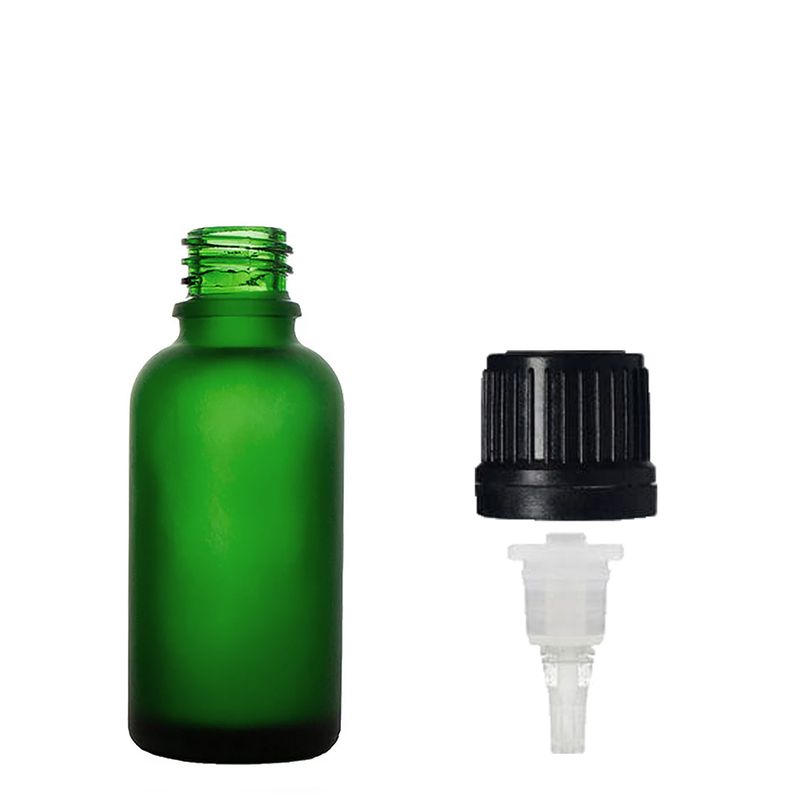 10 ml bouteille compte-gouttes en verre vert givré avec bouchon compte-gouttes