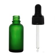 bouteilles compte-gouttes en verre vert givré de 10 ml avec pipette noire