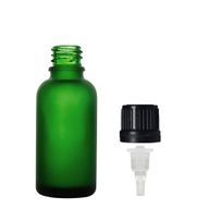 bouteilles en verre givré vert de 30 ml avec bouchon compte-gouttes