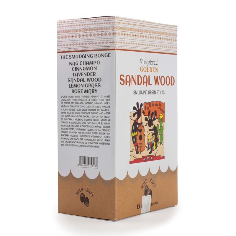 Bâtons d’Encens Résine Purifiante – Bois de Santal Doré 30 g (6 pcs)