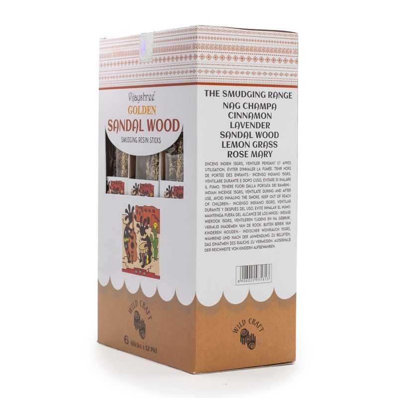 Bâtons d’Encens Résine Purifiante – Bois de Santal Doré 30 g (6 pcs)