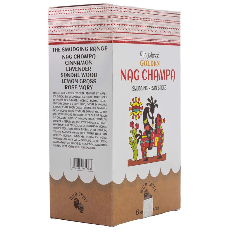 Bâtons d’Encens Résine Purifiante – Nag Champa Doré 30 g (6 pcs)