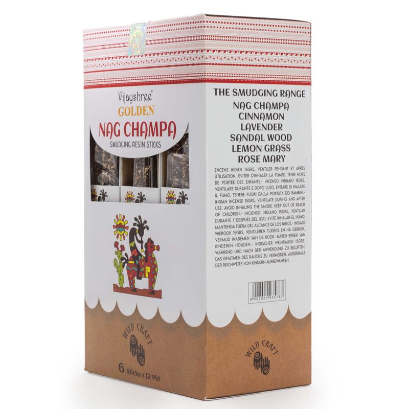 Bâtons d’Encens Résine Purifiante – Nag Champa Doré 30 g (6 pcs)