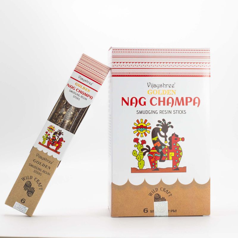 Bâtons d’Encens Résine Purifiante – Nag Champa Doré 30 g (6 pcs)