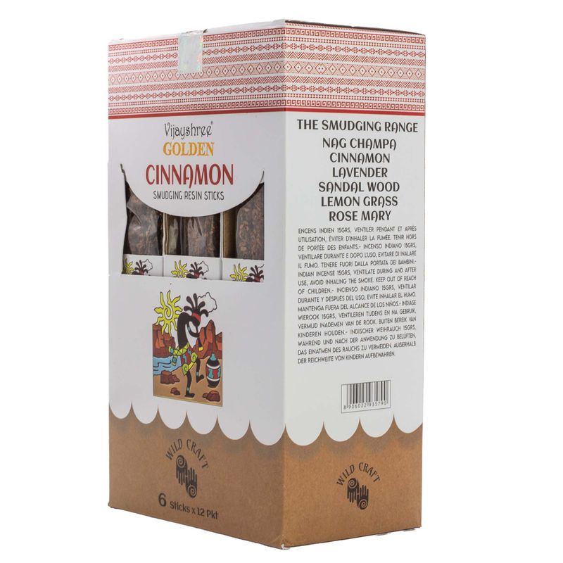 Bâtons d’Encens Résine Purifiante – Cannelle Dorée 30 g (6 pcs)