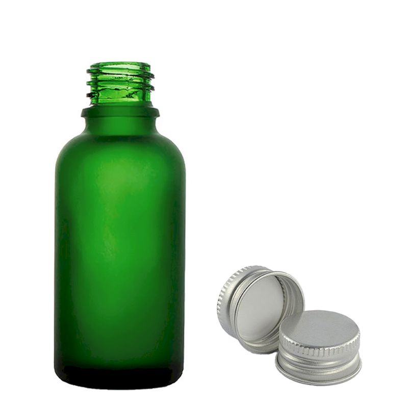 bouteilles compte-gouttes en verre vert dépoli de 50 ml avec capuchon en aluminium
