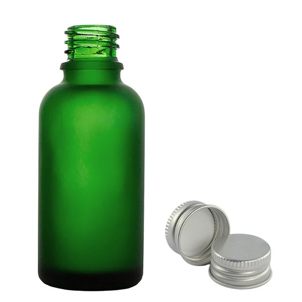 70 bouteilles de 100 ml en verre vert dépoli avec capuchon en aluminium