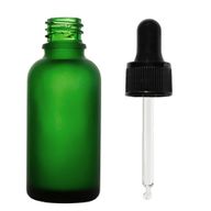 bouteilles en verre vert givré de 100 ml avec pipette noire
